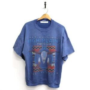 Vintage High Plains Cattle Skull Short Sleeve Sweatshirt XL
